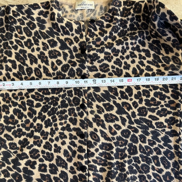 sabbia rosa Leopard Print Cardigan made in italy Lana/Angora w/velvet decoration - Picture 9 of 11